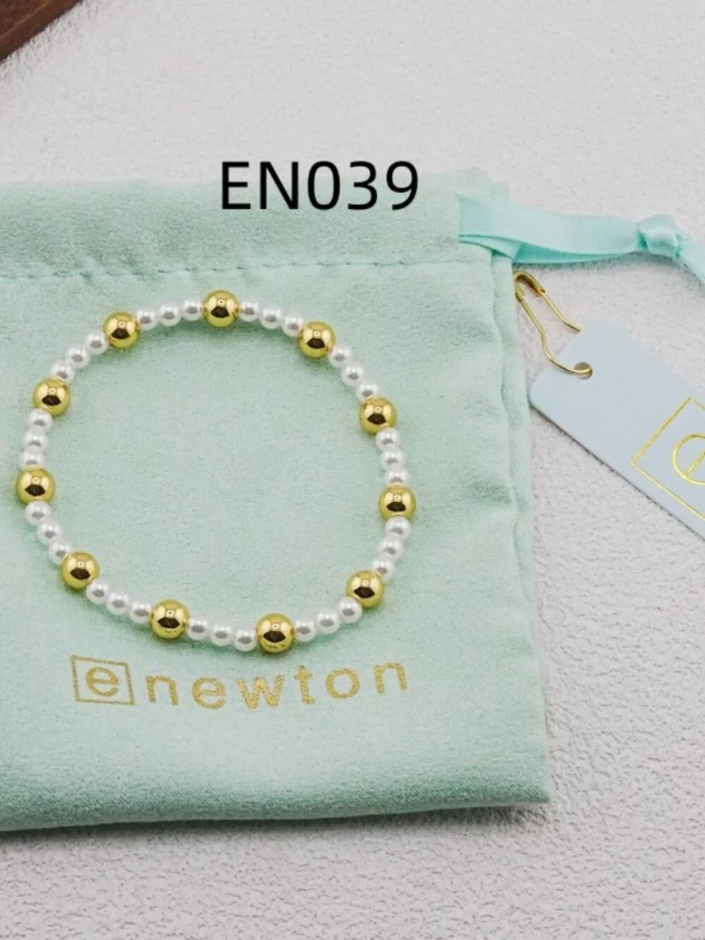 Enewton Gold Bead & White Pearl Bracelet